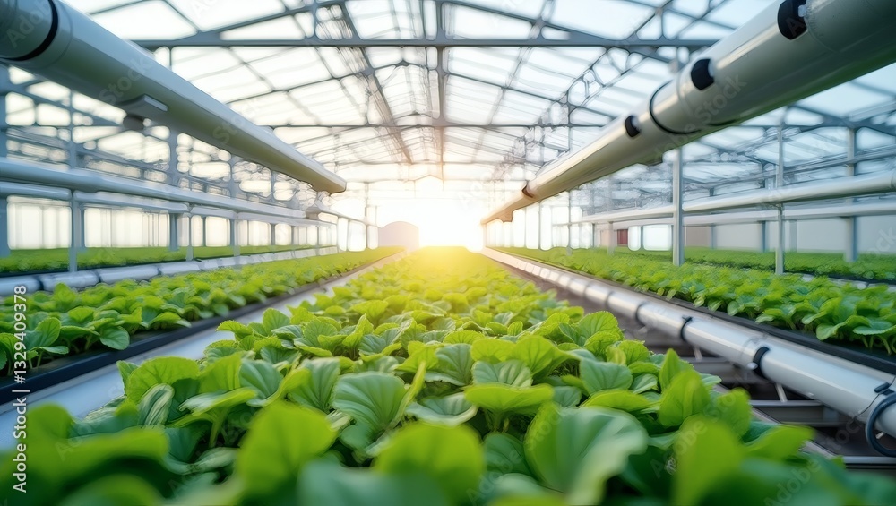 an inside shot of a modern greenhouse filled with rows of vibrant green plants bathed in sunlight an inside shot of a modern greenhouse filled with rows of vibrant green plants bathed in sunlight