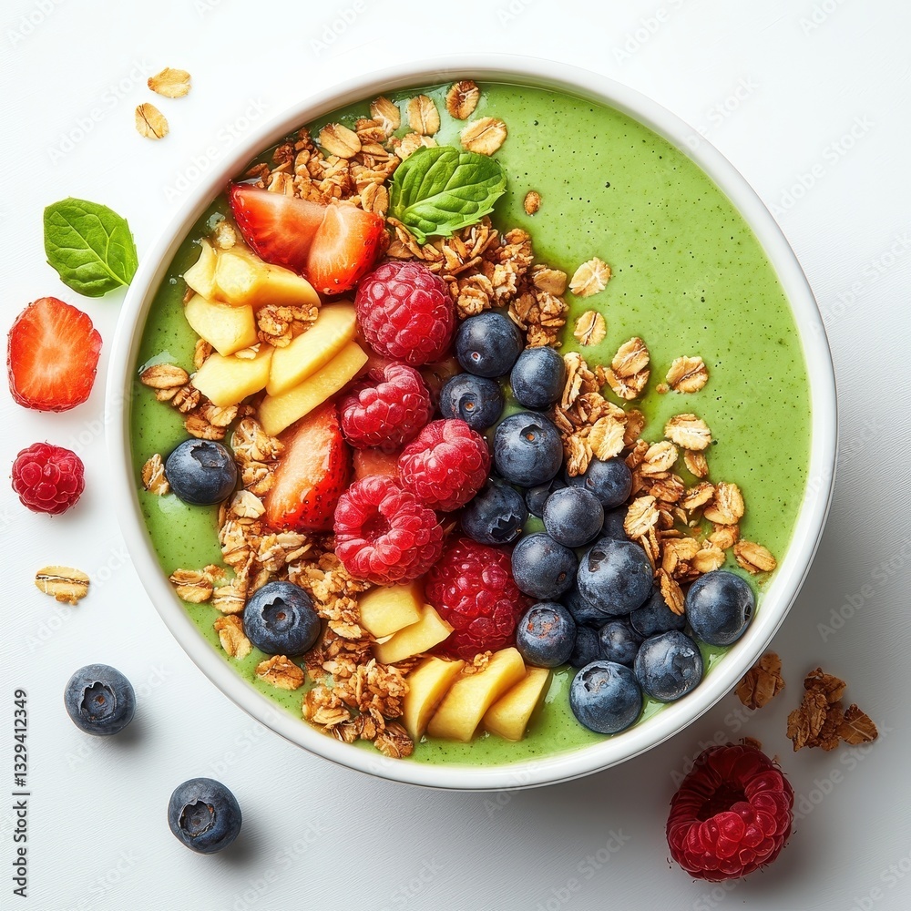 Green Smoothie Bowl with Berries and Granola Green Smoothie Bowl with Berries and Granola
