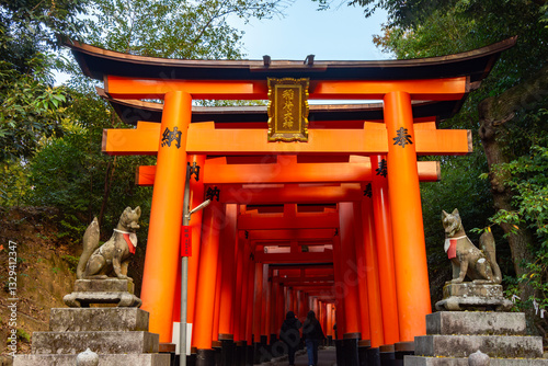 Torii gates of Fushimi Inari Taisha shrine in Kyoto, Japan