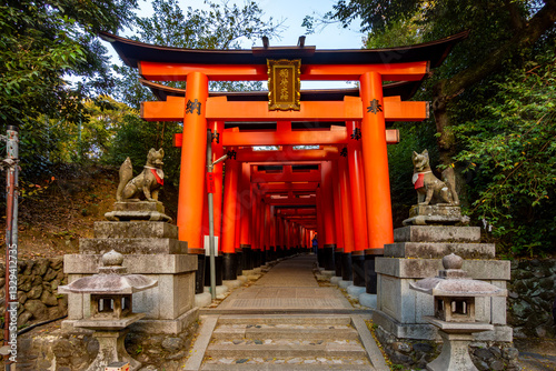 Torii gates of Fushimi Inari Taisha shrine in Kyoto, Japan