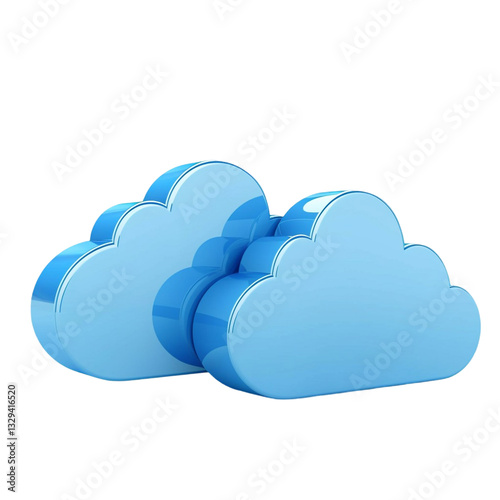 3D Cloud Storage Icon Isolated on Transparent Background