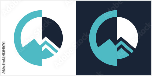 initial C with mountain logo icon abstract vector