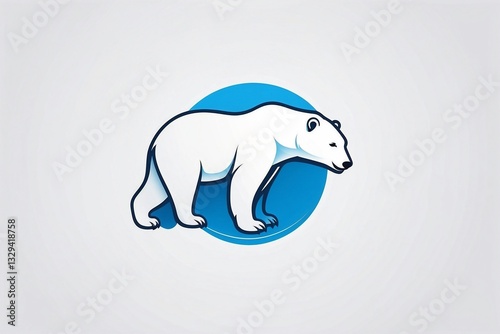 Minimalist Logo Featuring a Cute Polar Bear in a Circle on a White Background