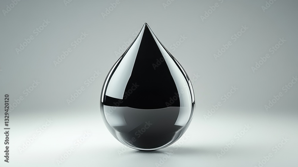 Fototapeta premium A Single Drop of Crude Oil: Reflecting the Global Energy Market's Dynamics