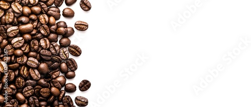 Wallpaper Mural Roasted coffee beans border, white background, copy space, food banner Torontodigital.ca