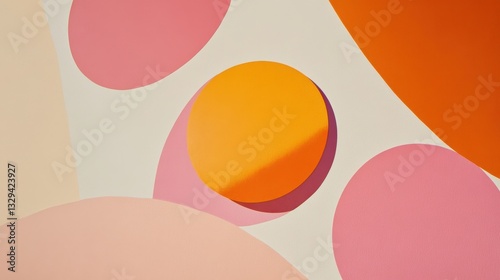 Wallpaper Mural Abstract Art: Overlapping Circles in Warm Hues, Pastel Pink, Orange and Beige Tones Torontodigital.ca