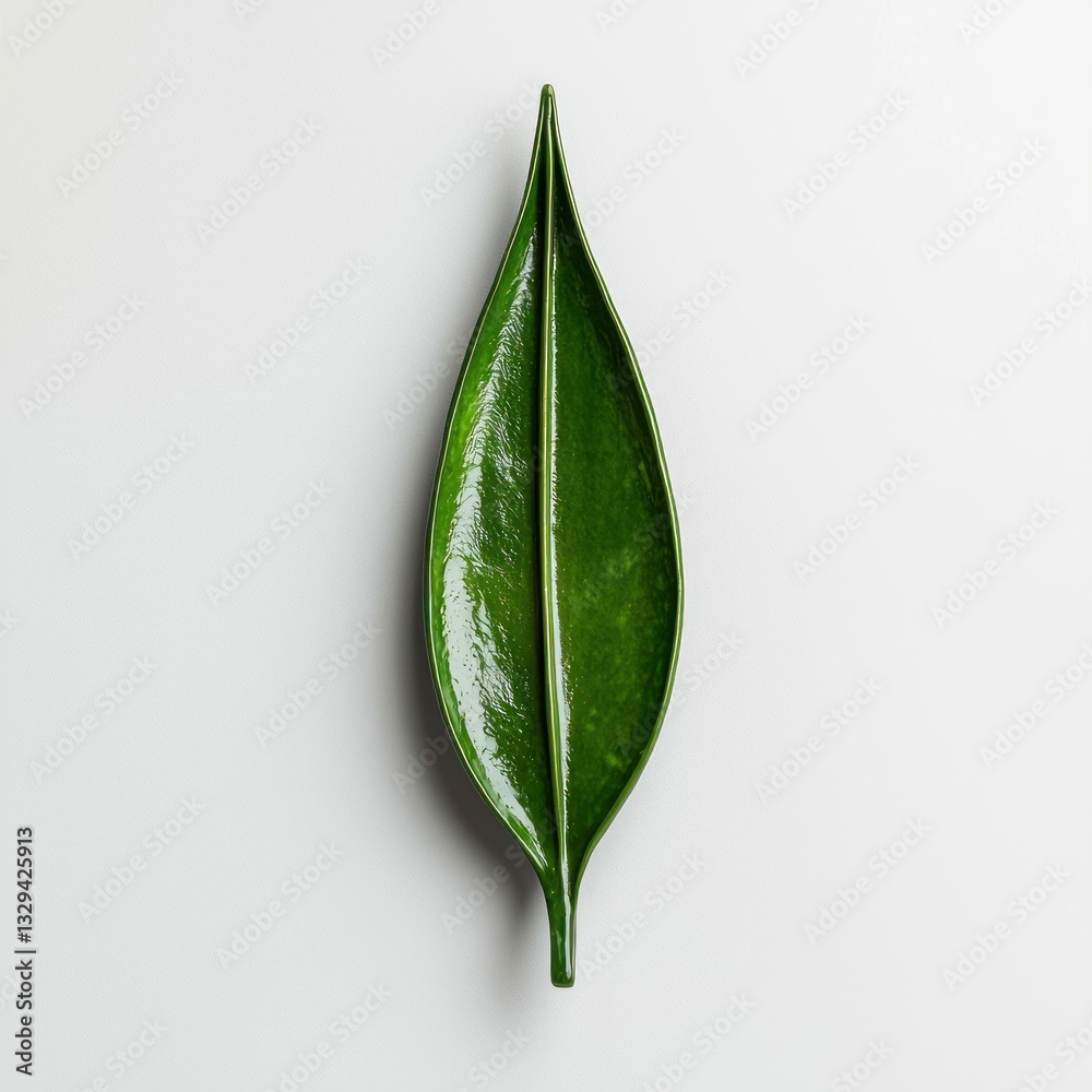 Obraz premium Glossy Emerald Leaf Still