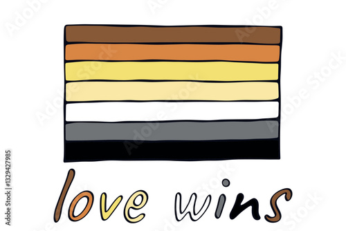 Colorful Bear brotherhood pride flag Happy pride day LGBTQ community Pride Month Vector hand drawn doodle for posters, stickers, logo, cards