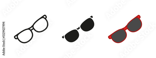 Glasses icon. Stylish eyewear vector illustration. Classic optical frame for vision correction and fashion. Sunglasses for UV protection, shades and trendy looks.