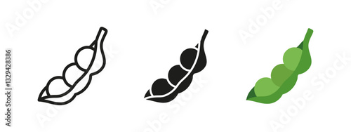 Pea pod icon. Fresh green legumes vector illustration. Organic vegetable symbol. Healthy nutrition pictogram. Natural and farm-grown food concept.