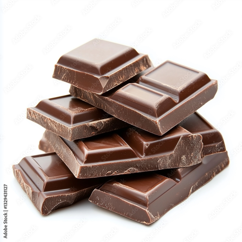 Elegant Stack of Chocolate Bars on a White Background – Perfect for Food Photography Elegant Stack of Chocolate Bars on a White Background – Perfect for Food Photography