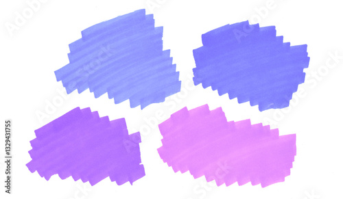 A set of pink, violet, purple brush strokes on a white background. Hand-drawn stock illustration with a brush, markers with alcohol ink - spots for the banner, greeting card