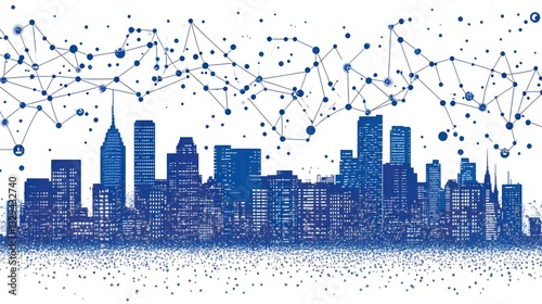 Wallpaper Mural Abstract city skyline network graphic, showing connections. Possible use stock photo Torontodigital.ca