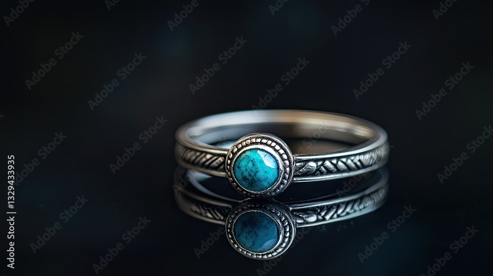 Stunning Turquoise and Sterling Silver Ring Delicate Design Elegant Jewelry Stunning Turquoise and Sterling Silver Ring Delicate Design Elegant Jewelry