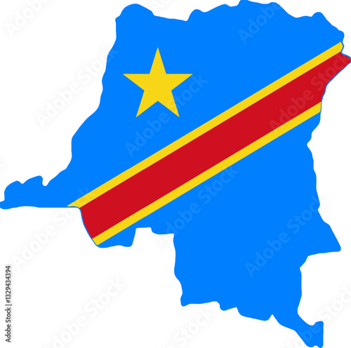 Democratic Republic of the Congo flag on the map illustration vector