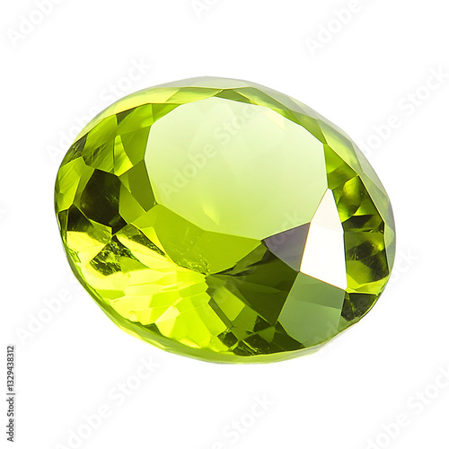 A Polished Peridot Gemstone Isolated on Transparent Background