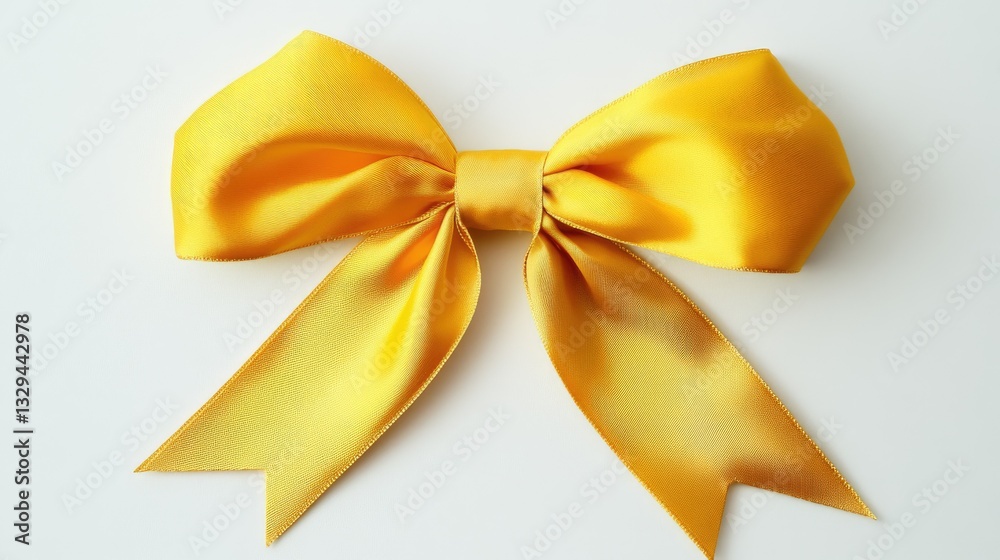 Elegant Yellow Bow with Crossed Ribbons - Perfect Ornament for Gifts and Decorations Elegant Yellow Bow with Crossed Ribbons - Perfect Ornament for Gifts and Decorations
