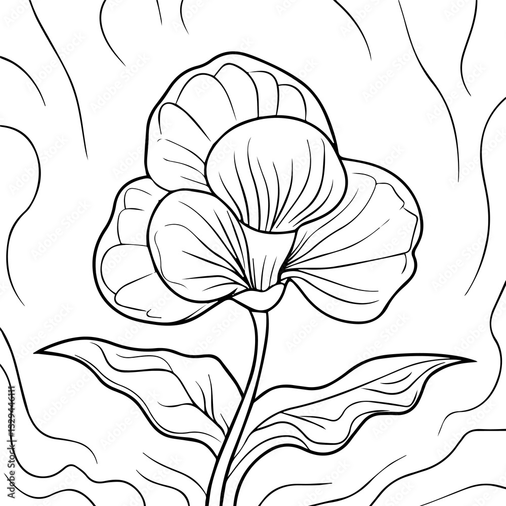 Fototapeta premium Begonia flower coloring page design