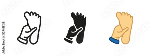 Foot massage icon. Relaxing therapy vector illustration. Spa and wellness symbol representing reflexology, self-care and soothing body treatment for health and comfort.