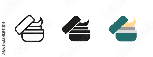 Cream jar icon. Skincare and beauty product vector illustration. Cosmetic and moisturizer symbol representing hydration, self-care and professional skin treatment.
