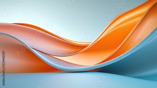 Abstract Orange and Blue Wave Forms Design
