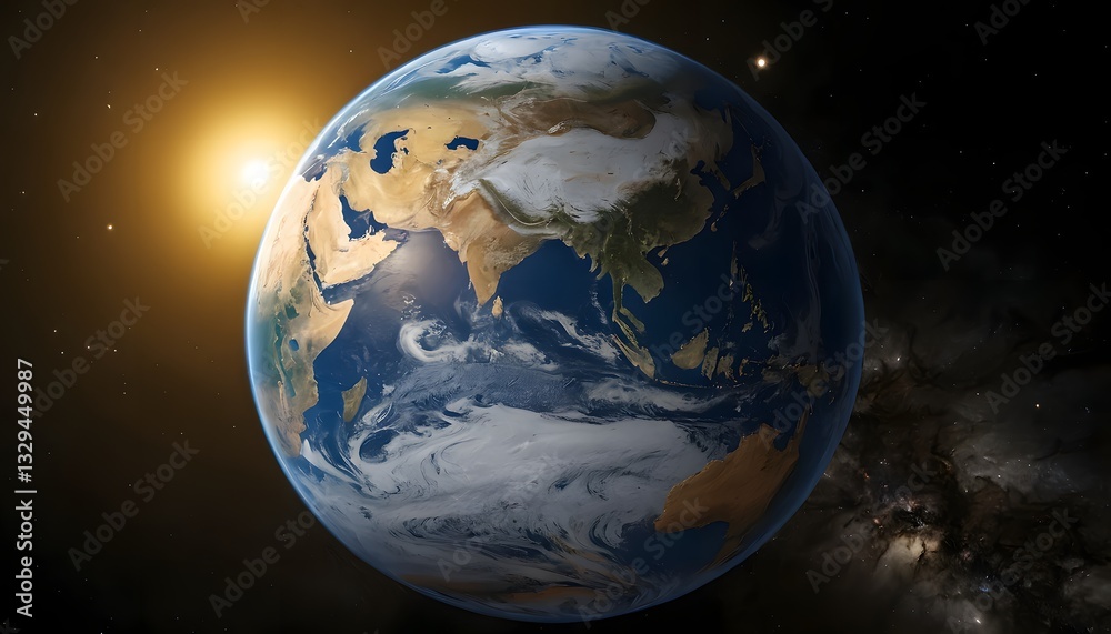 Fototapeta premium The Earth our home in the vast expanse of space