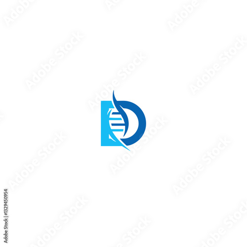 Letter D dna icon logo flat vector design