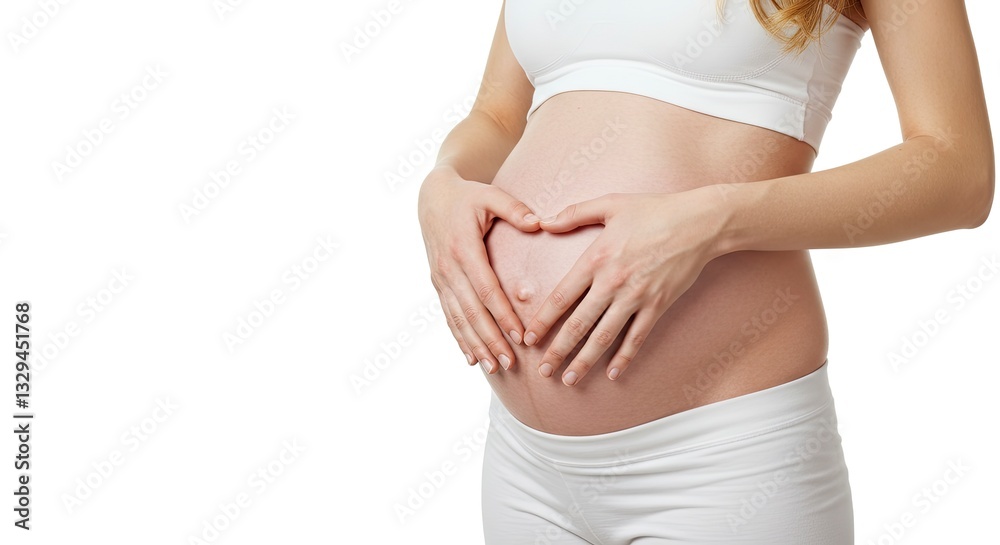 Pregnant Woman Making Heart Shape on Belly with Her Hands Concept Pregnant Woman Making Heart Shape on Belly with Her Hands Concept