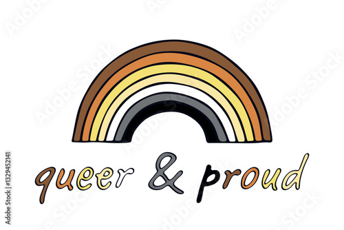 Colorful rainbow shape Bear brotherhood pride flag Happy pride day LGBTQIA community Pride Month Vector hand drawn doodle for posters, stickers, logo, cards