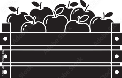 apple crate icon. gardening and fruit harvest symbol. isolated vector image in simple style