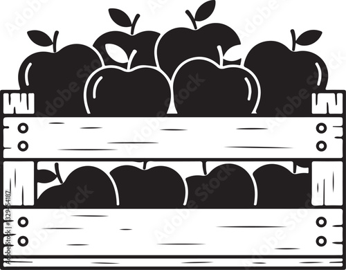 apple crate icon. gardening and fruit harvest symbol. isolated vector image in simple style