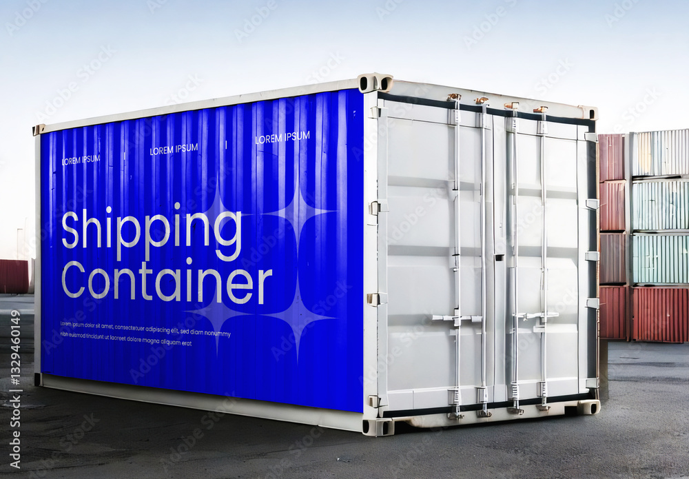 One Shipping Container Template Shipping Container Mockup Stock Template | Adobe Stock