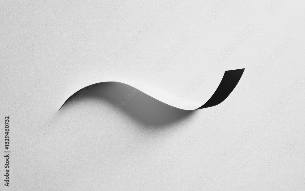 Black and White Curled Paper on Textured White Background Black and White Curled Paper on Textured White Background