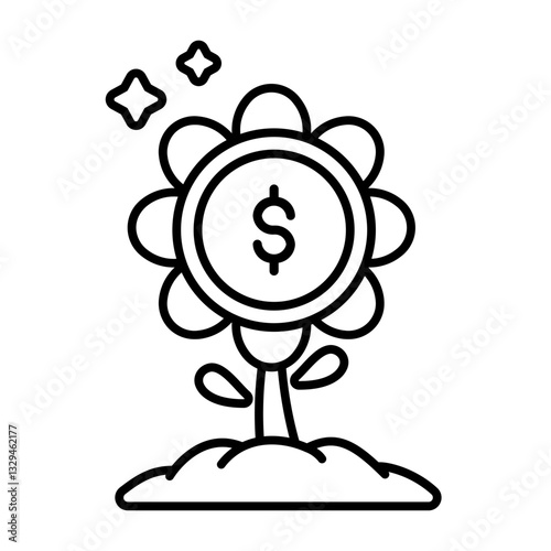 Growth money flower vector illustration