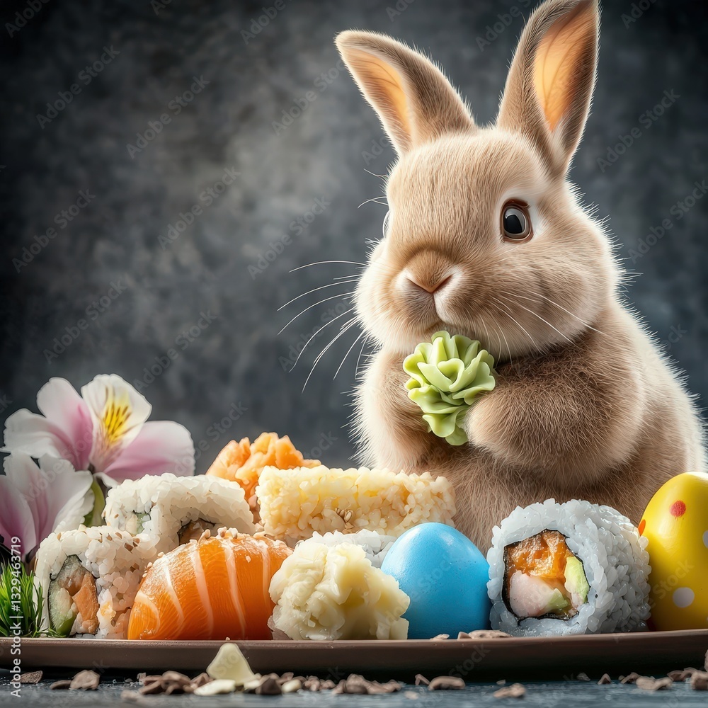 custom made wallpaper toronto digitalCute Rabbit Sushi Delight: Whimsical Japanese Cuisine Fusion for Easter Celebration