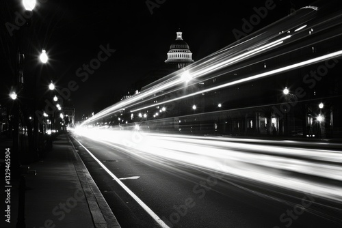 Twilight Rush: Illuminated Pennsylvania Avenue Leading to the Capitol in Washington DC on April 11, 2018