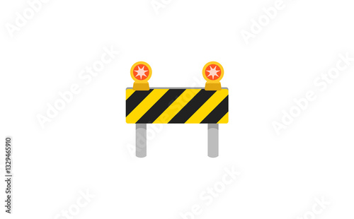 Traffic Barrier Emoji. Work in Progress, Facing Challenges and Obstacles, Project Under Construction Concept.