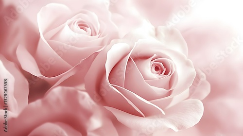 A delicate close-up of pale pink roses with soft petals, symbolizing love and natural elegance in a serene environment