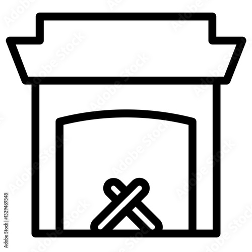 Bonfire Fire Flame Line Icon