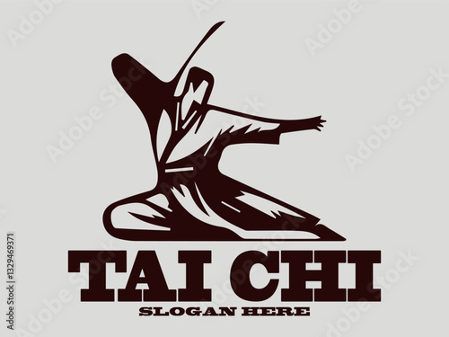 tai chi Dynamic martial arts figure silhouette in action pose. Sport graphic design. tai chi Chinese martial arts, tai chi is an interesting martial art. suitable for martial arts vector logo