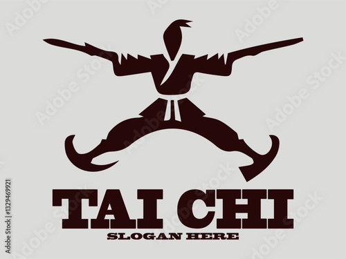 tai chi Dynamic martial arts figure silhouette in action pose. Sport graphic design. tai chi Chinese martial arts, tai chi is an interesting martial art. suitable for martial arts vector logo
