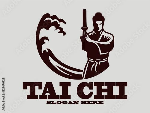 tai chi Dynamic martial arts figure silhouette in action pose. Sport graphic design. tai chi Chinese martial arts, tai chi is an interesting martial art. suitable for martial arts vector logo