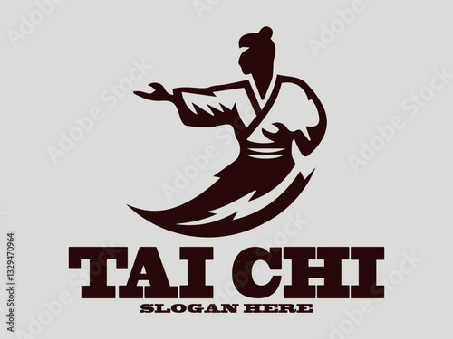 tai chi Dynamic martial arts figure silhouette in action pose. Sport graphic design. tai chi Chinese martial arts, tai chi is an interesting martial art. suitable for martial arts vector logo