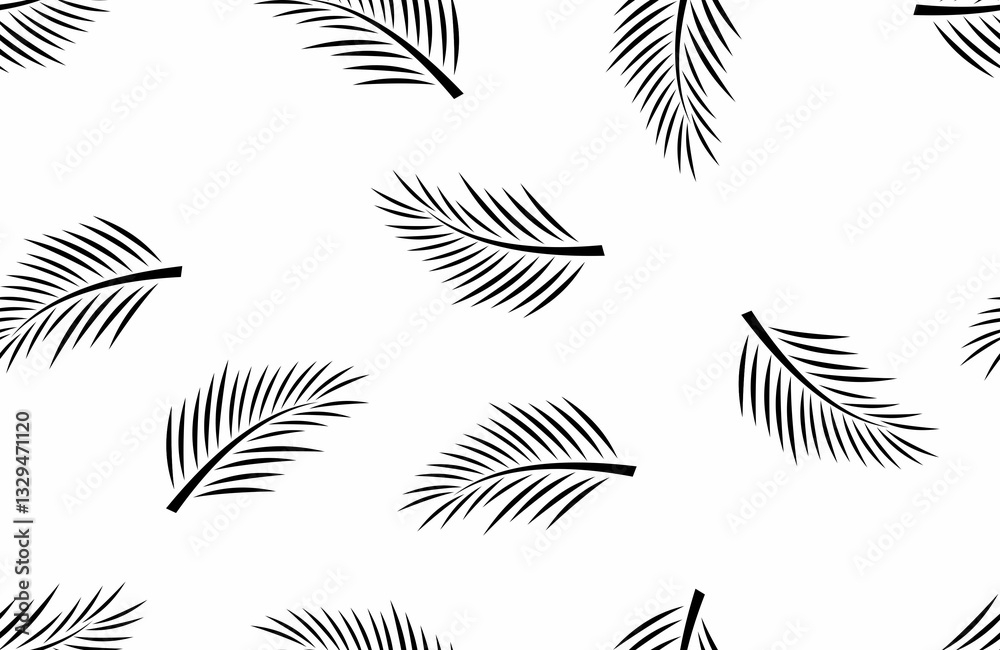 Fototapeta premium palm tree leaves seamless pattern. seamless pattern with black palm leaves on white background.