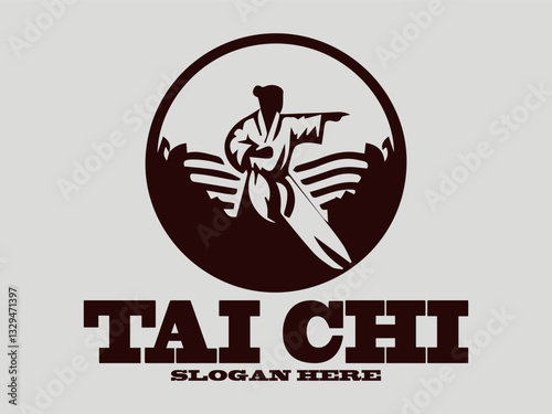 tai chi Dynamic martial arts figure silhouette in action pose. Sport graphic design. tai chi Chinese martial arts, tai chi is an interesting martial art. suitable for martial arts vector logo