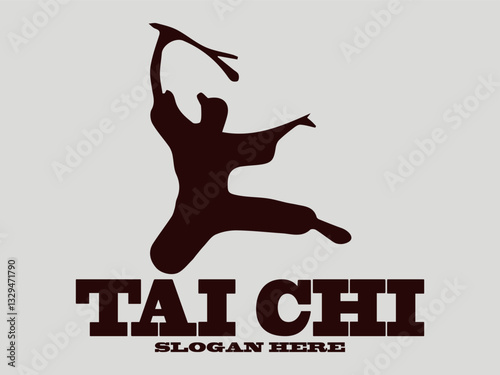 tai chi Dynamic martial arts figure silhouette in action pose. Sport graphic design. tai chi Chinese martial arts, tai chi is an interesting martial art. suitable for martial arts vector logo