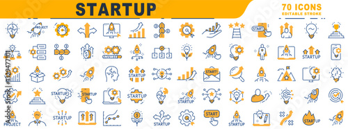 Big set of startup related fill icons