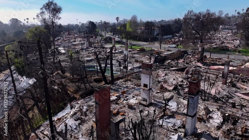 Drone footage capturing the fire Aftermath of Pacific Palisades Neighborhood in Los Angeles