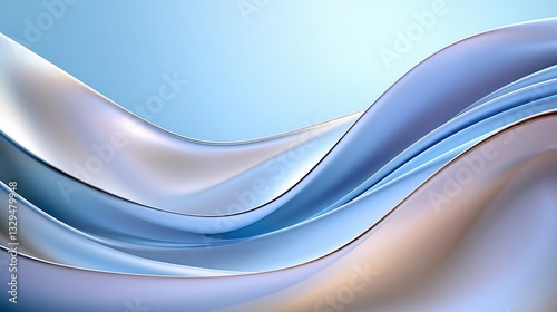Abstract flowing fabric or metal design in shades of blue