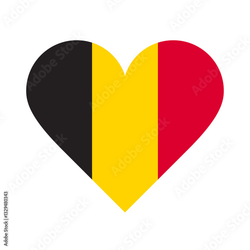 Belgium flag heart icon. Country love symbol.